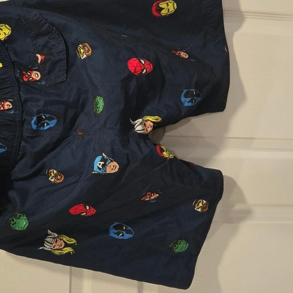 Marvel Avengers Mens Navy Blue Swim Trunks Board Shorts Spider-Man Hulk‎ Medium